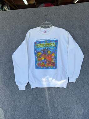 Vintage 1991 Monterey Bay Aquarium Shark & Coral Reef Crewneck Sweatshirt XL